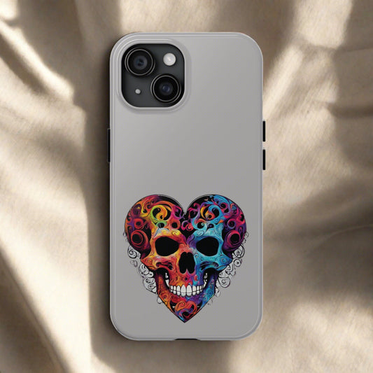 Colorful Heart Skull Tough Phone Cases
