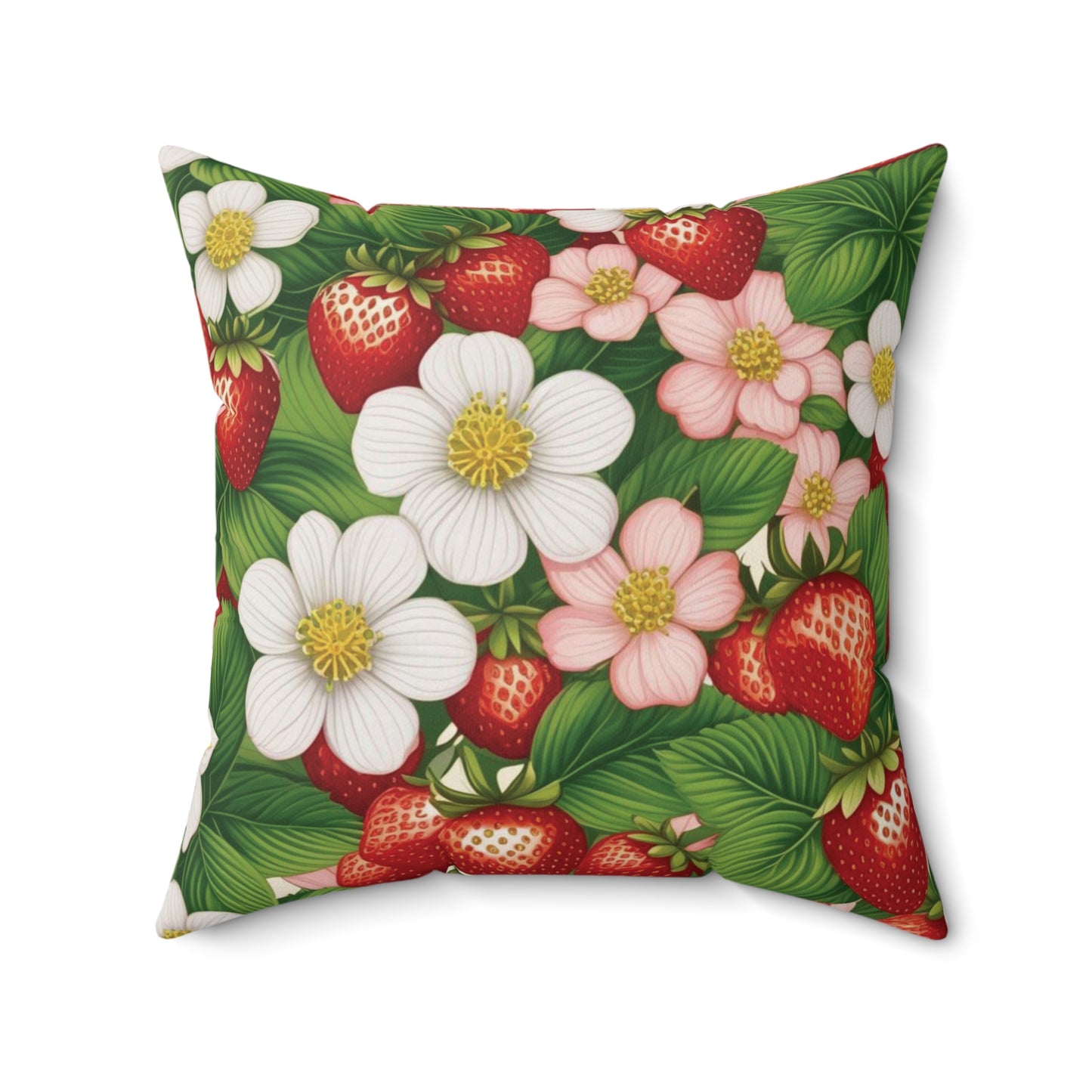Strawberry Dreams Design on Both Sides of Spun Polyester Square Pillow