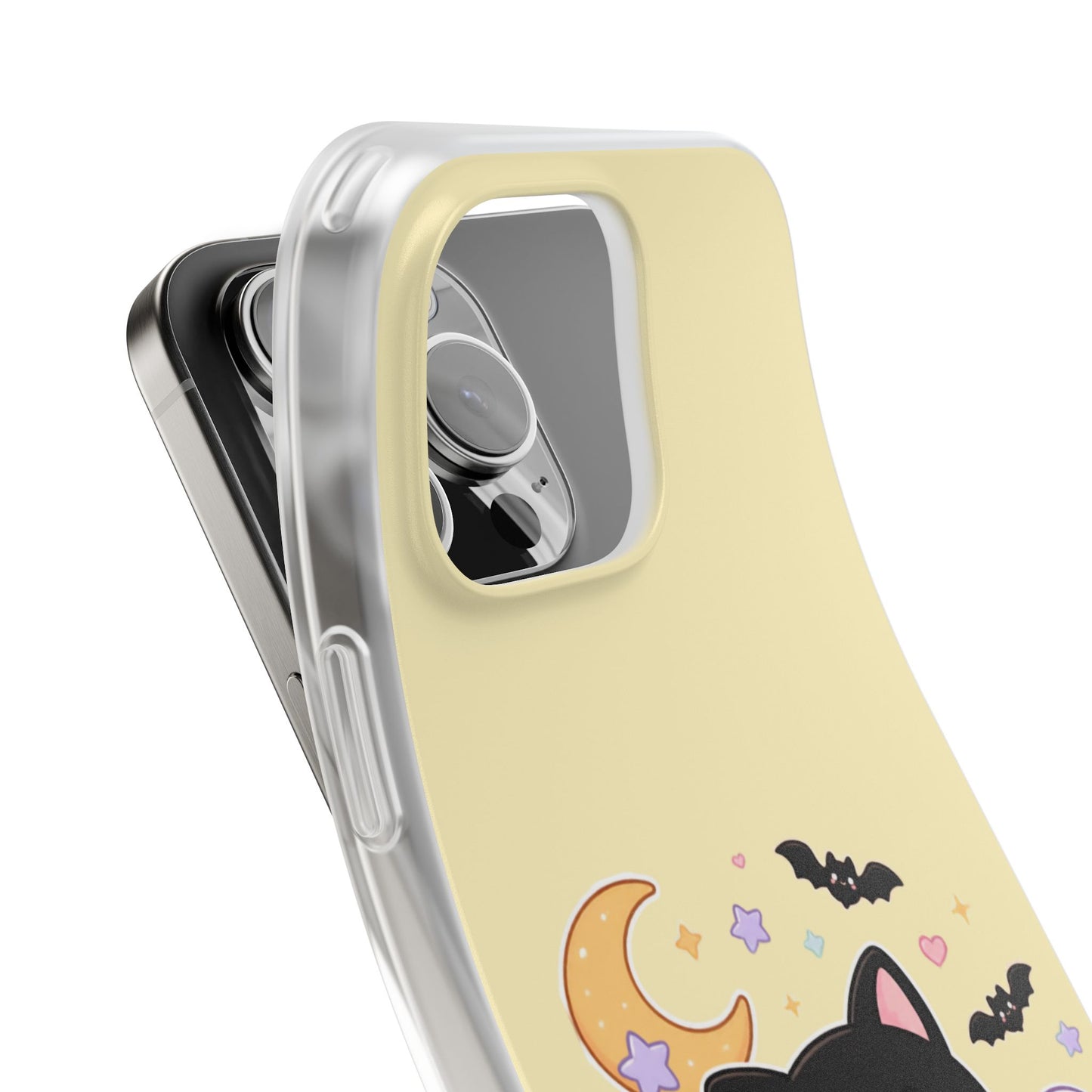 Cute Halloween Black Cat Phone Case — Kawaii Pumpkin & Ghosts Flexi Case