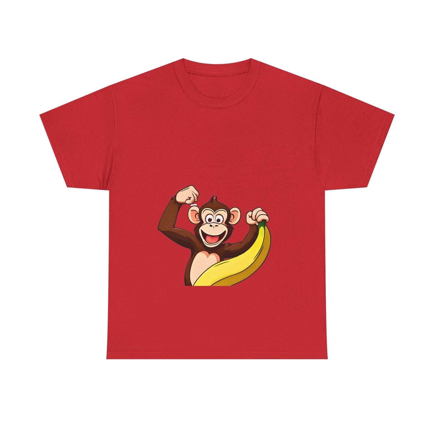 Playful Monkey with Banana T-Shirt — Cute Cartoon Chimp Graphic Tee for Kids & Adults