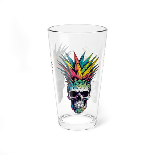 Colorful Pineapple Skull Mixing Glass, 16oz Pint glass