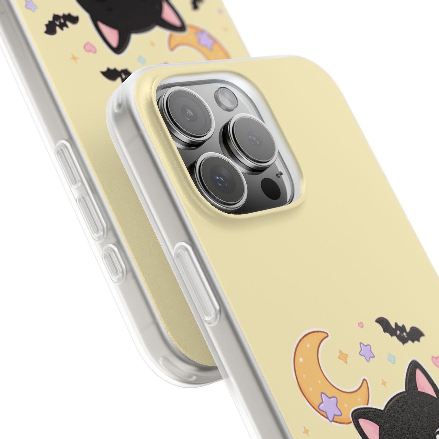 Cute Halloween Black Cat Phone Case — Kawaii Pumpkin & Ghosts Flexi Case