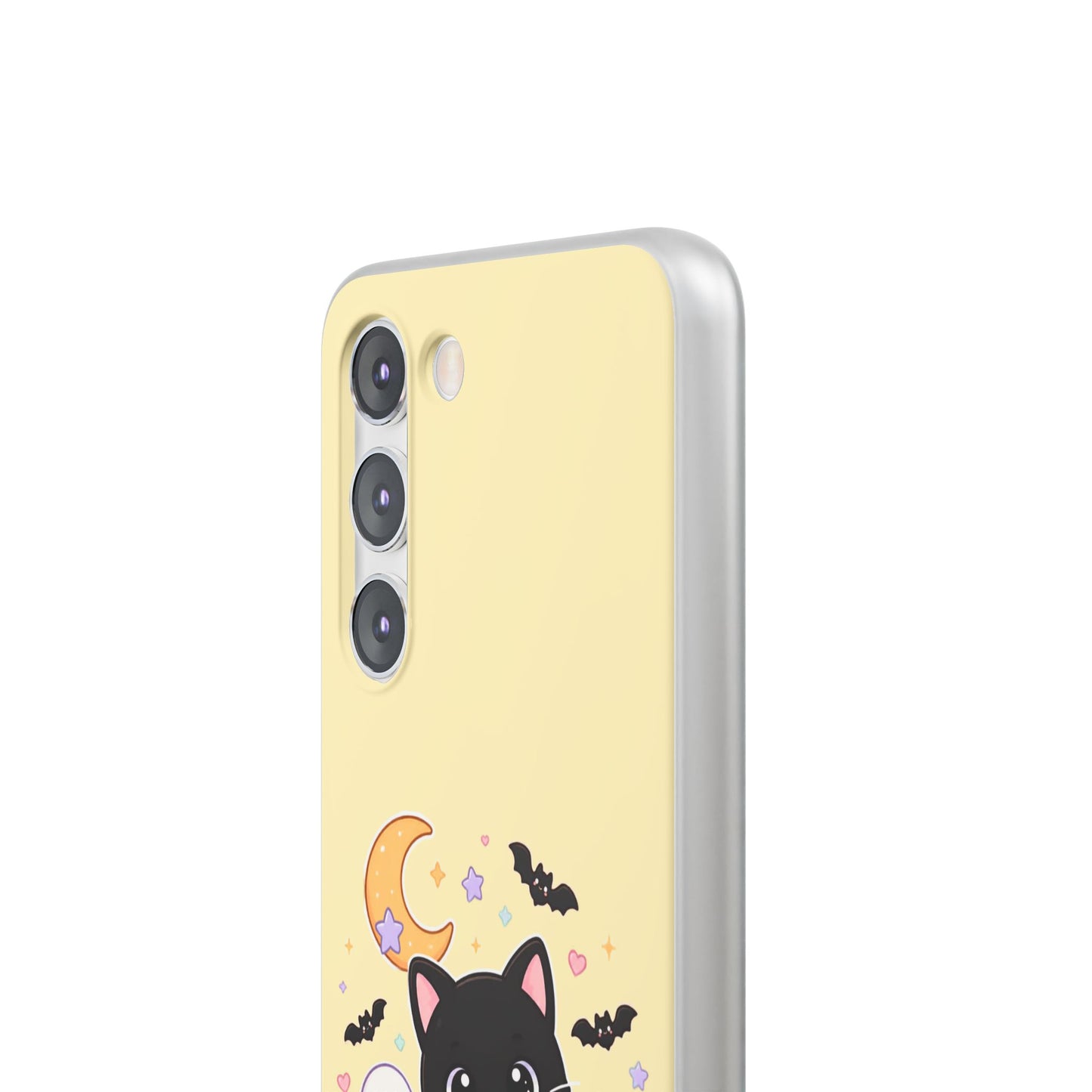 Cute Halloween Black Cat Phone Case — Kawaii Pumpkin & Ghosts Flexi Case