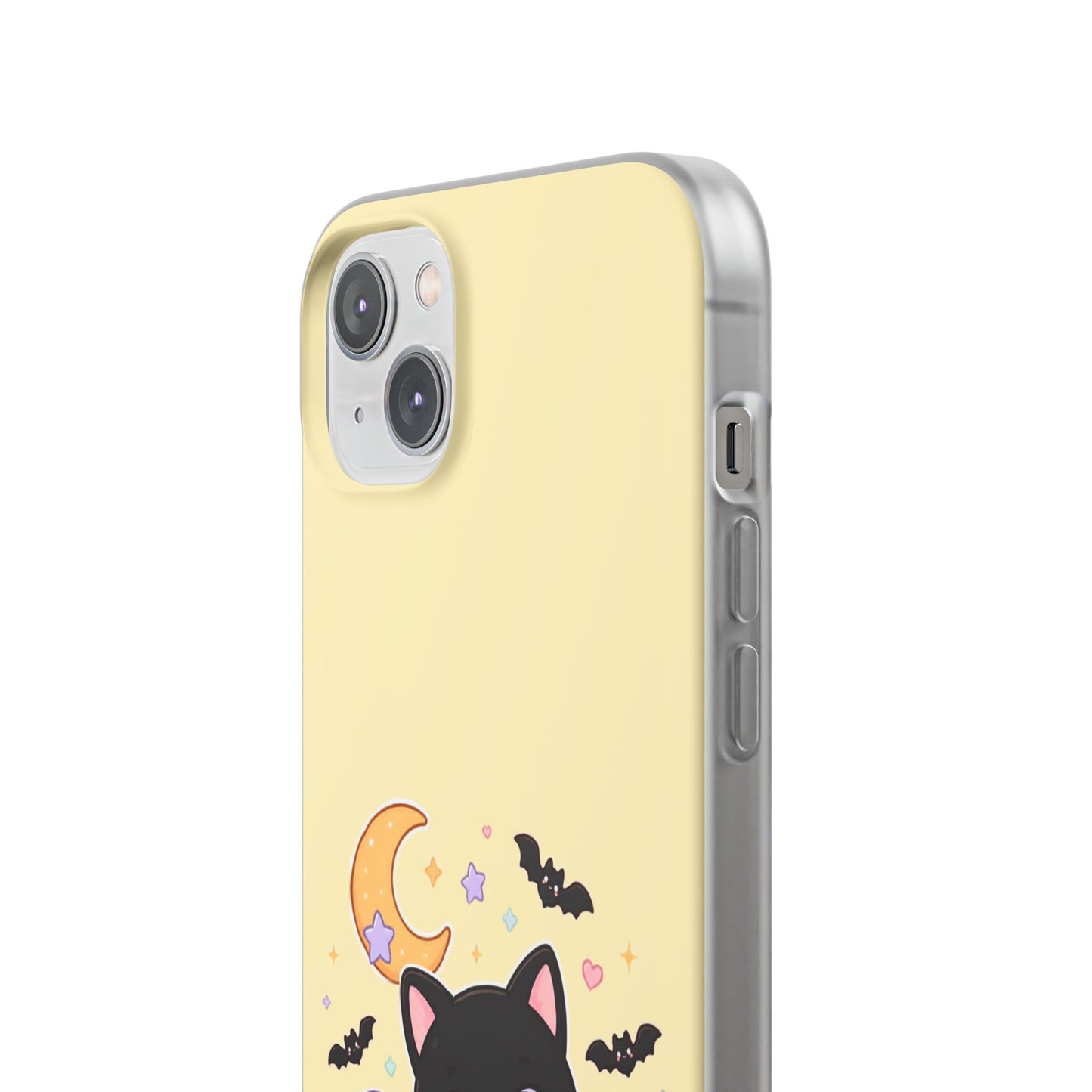 Cute Halloween Black Cat Phone Case — Kawaii Pumpkin & Ghosts Flexi Case