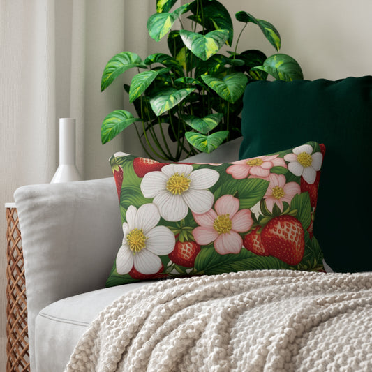 Strawberry Dreams Design Lumbar Pillow Print on Both Sides