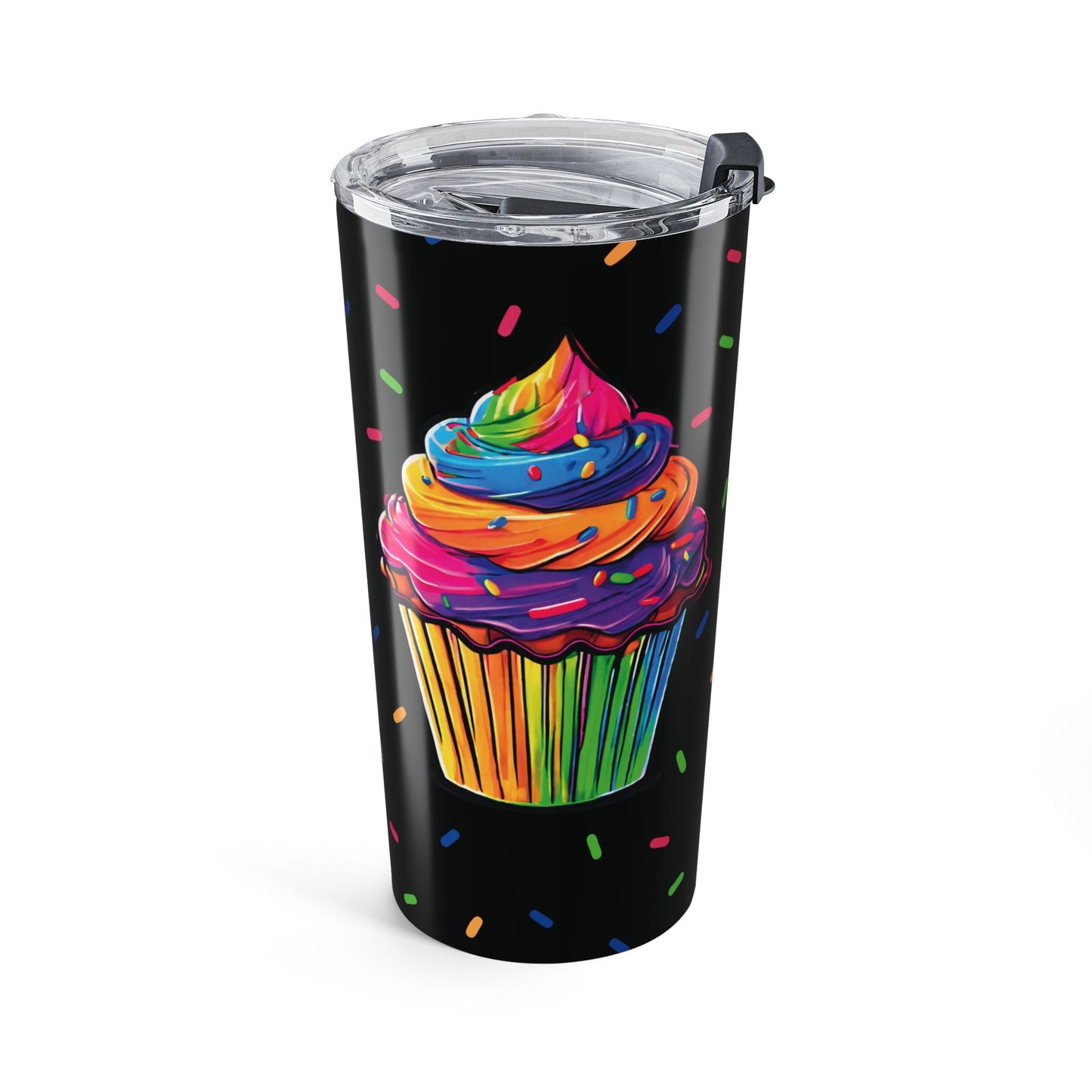 20oz Rainbow Cupcake Tumbler – Insulated Travel Cup with Sprinkles