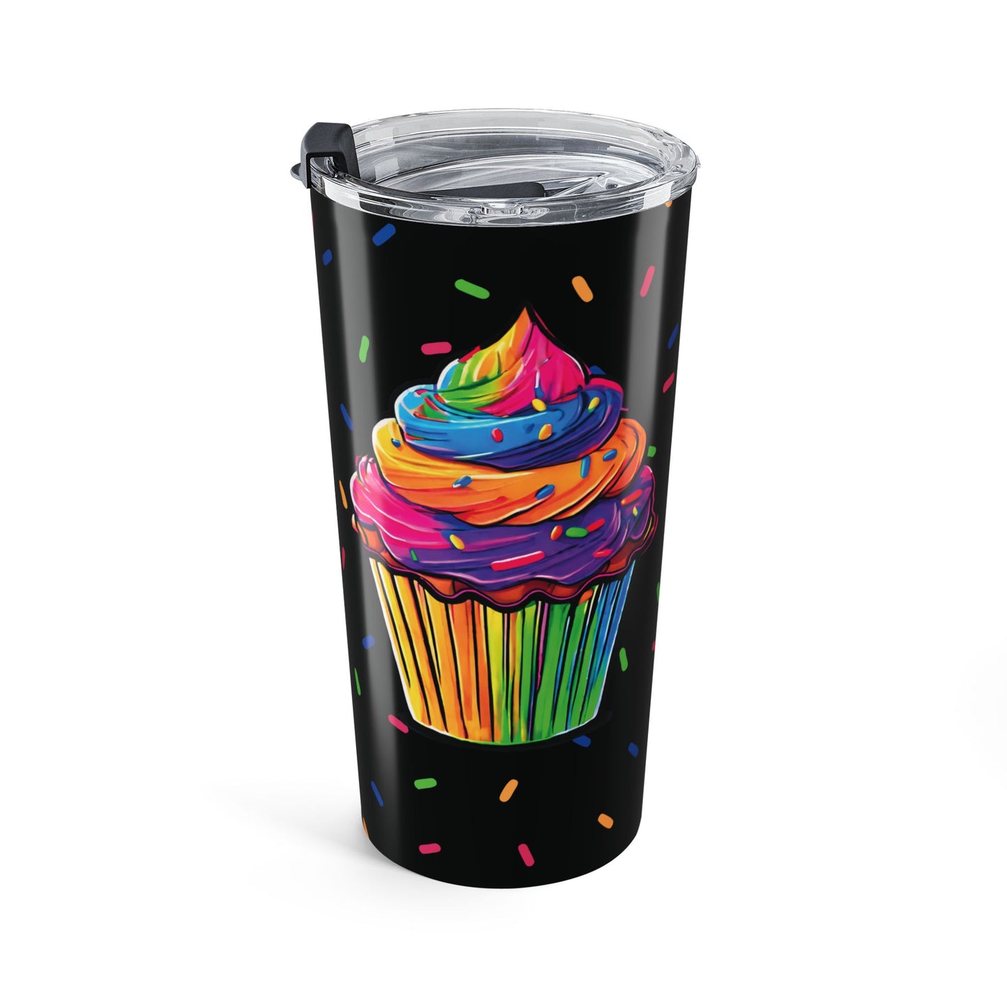 20oz Rainbow Cupcake Tumbler – Insulated Travel Cup with Sprinkles