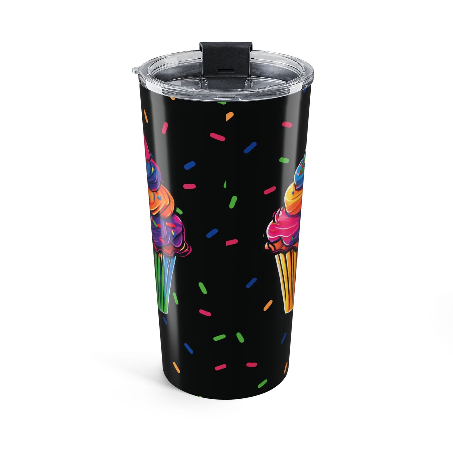 20oz Rainbow Cupcake Tumbler – Insulated Travel Cup with Sprinkles