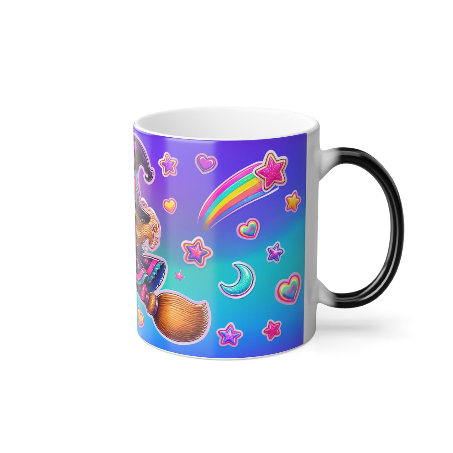 Color-Changing Mug — Cute Witch on Broomstick Magic (11 oz)