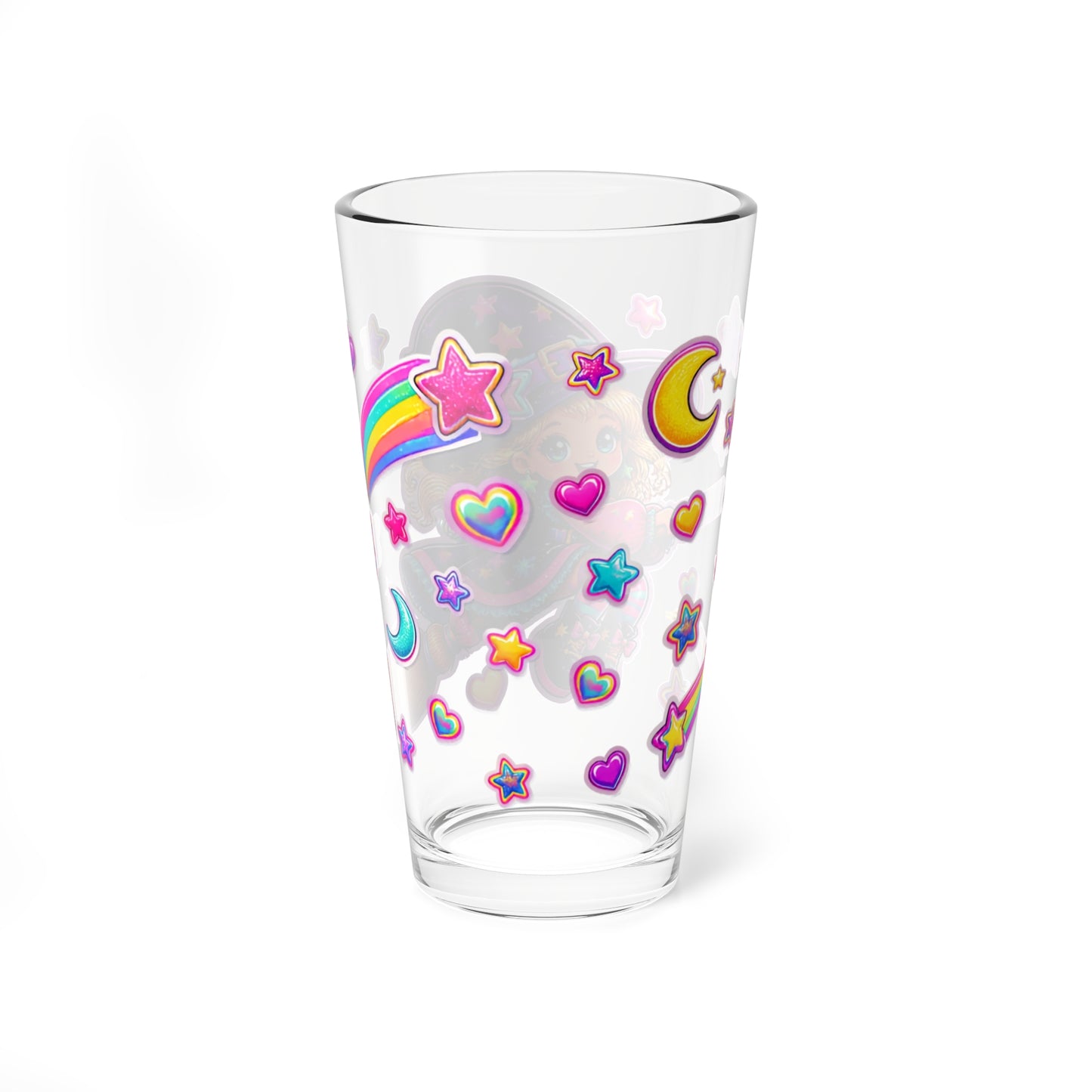 16oz Mixing Glass — Cute Witch Broomstick Design
