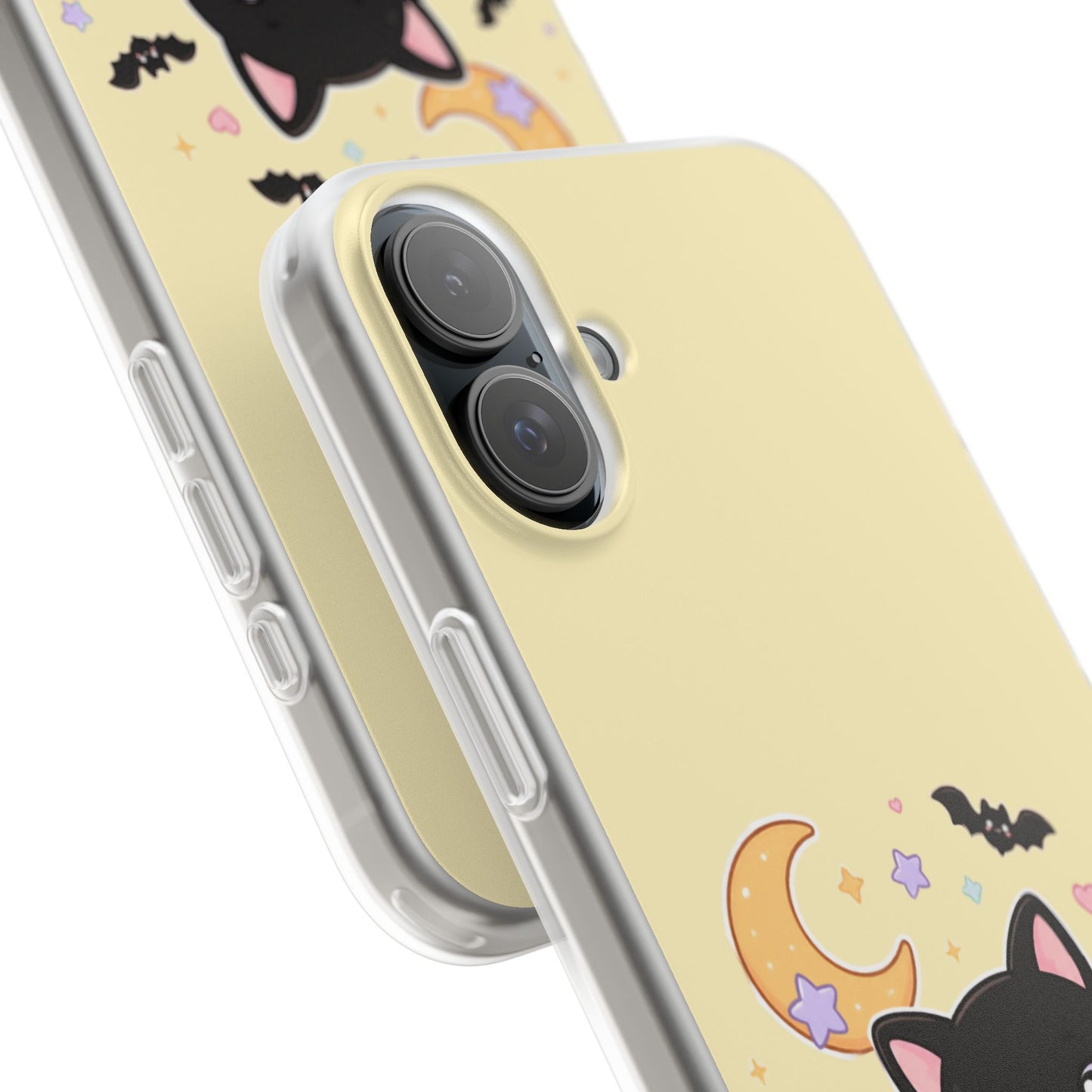 Cute Halloween Black Cat Phone Case — Kawaii Pumpkin & Ghosts Flexi Case