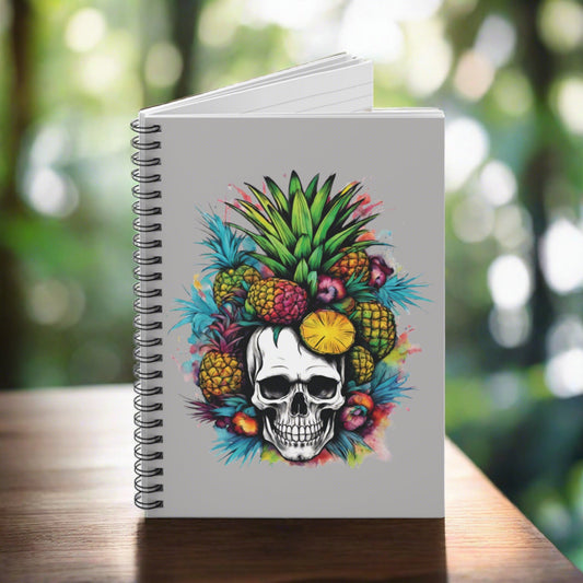 Colorful Mamba Skull Design on Gray Spiral Notebook - Ruled Lines