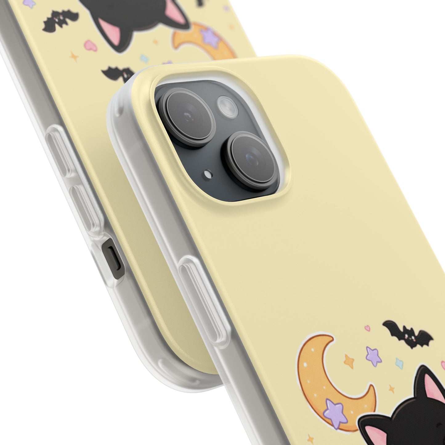 Cute Halloween Black Cat Phone Case — Kawaii Pumpkin & Ghosts Flexi Case