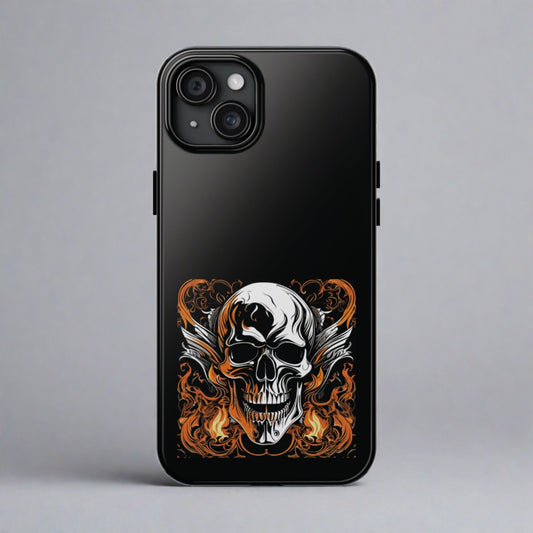 Flaming Skull Design Tough Phone Cases