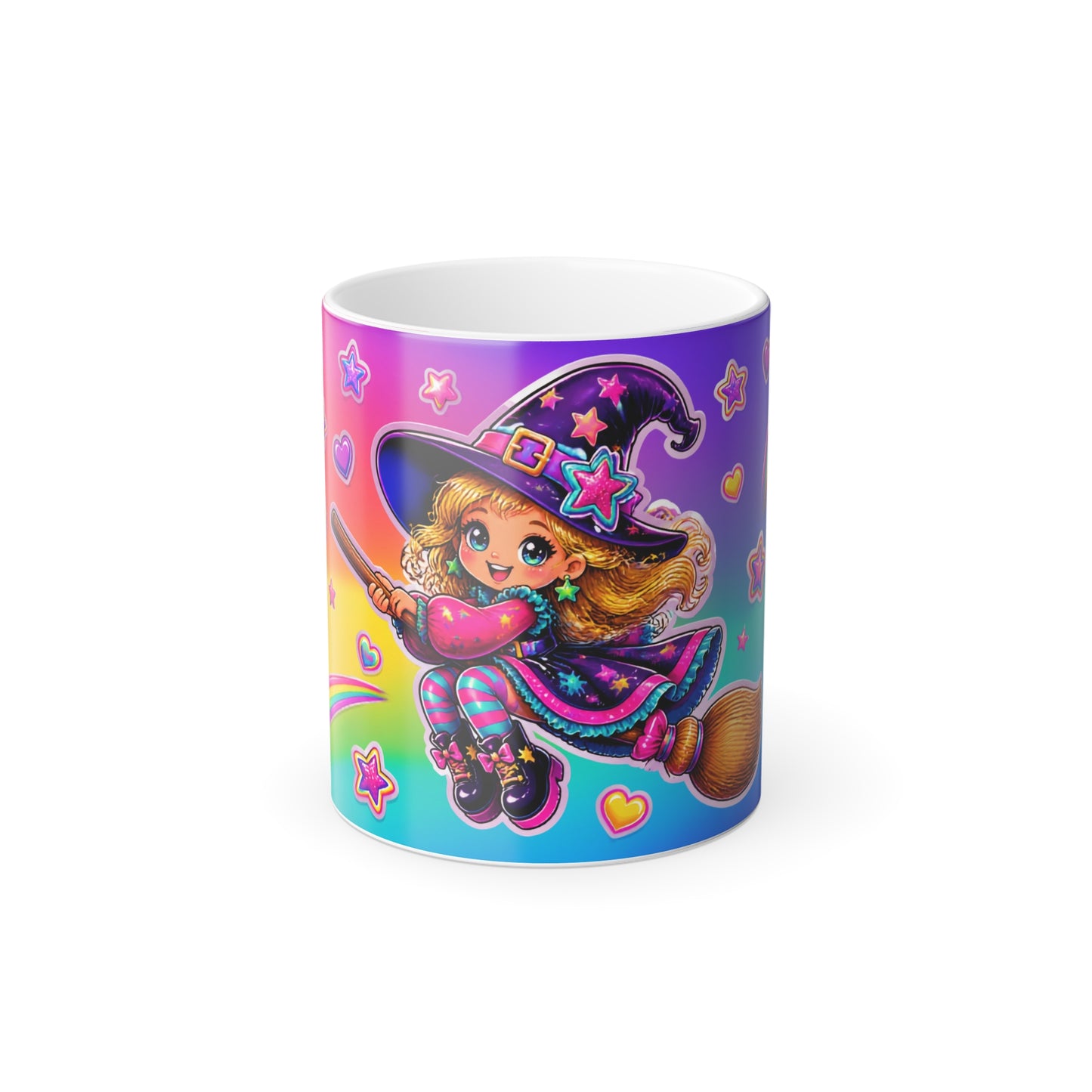 Color-Changing Mug — Cute Witch on Broomstick Magic (11 oz)