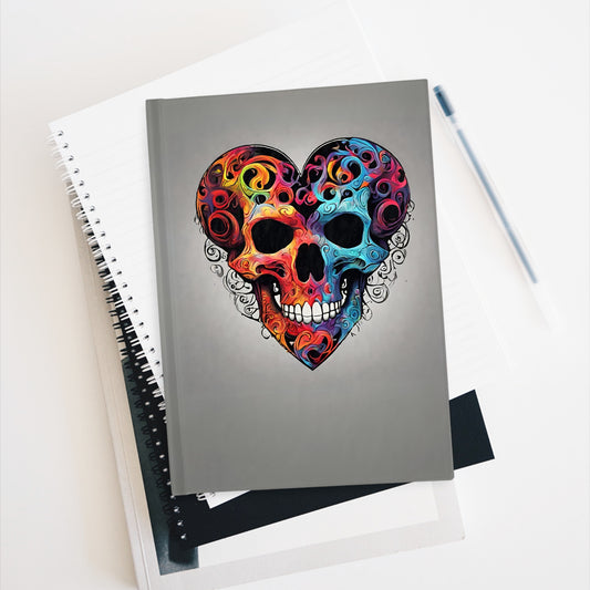 Colorful Heart Skull on Black Journal - Blank