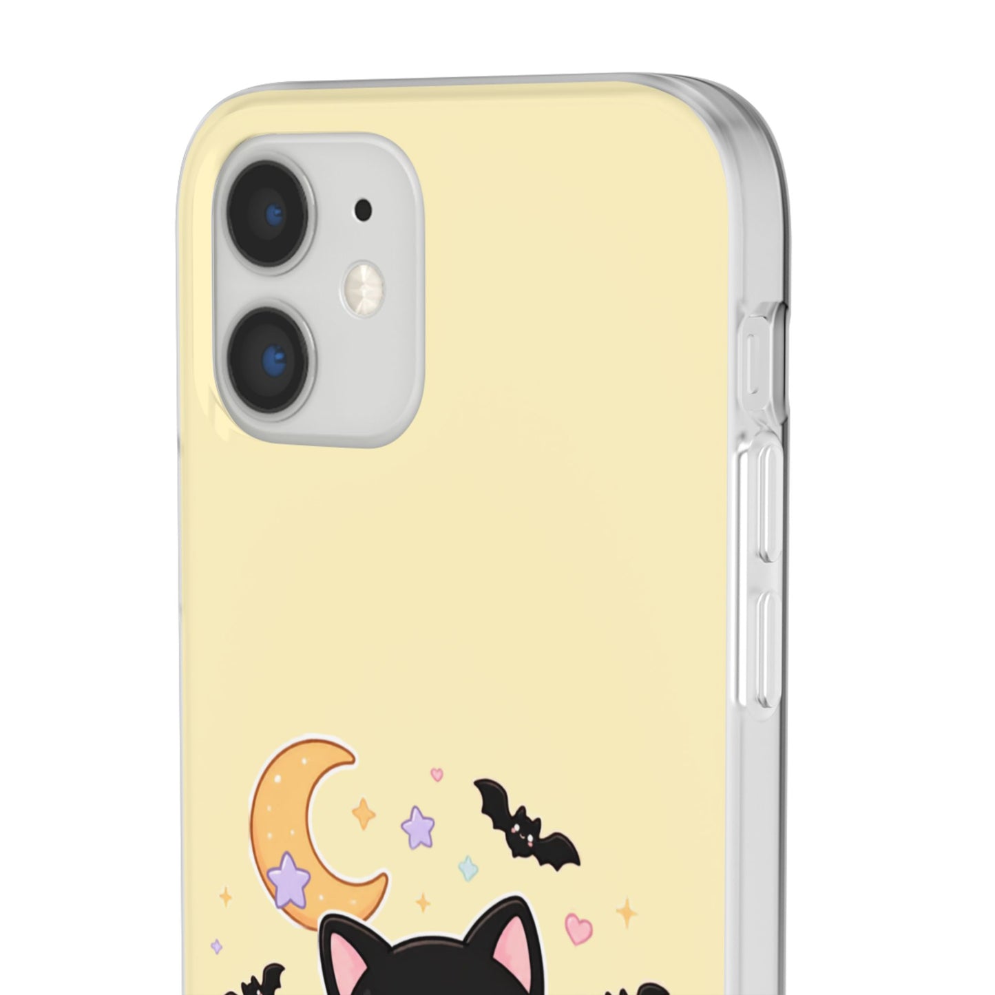 Cute Halloween Black Cat Phone Case — Kawaii Pumpkin & Ghosts Flexi Case