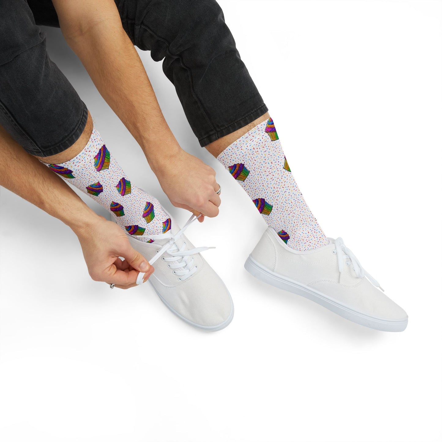 Cupcake Pattern Sublimation Socks — Colorful Dessert Crew Socks