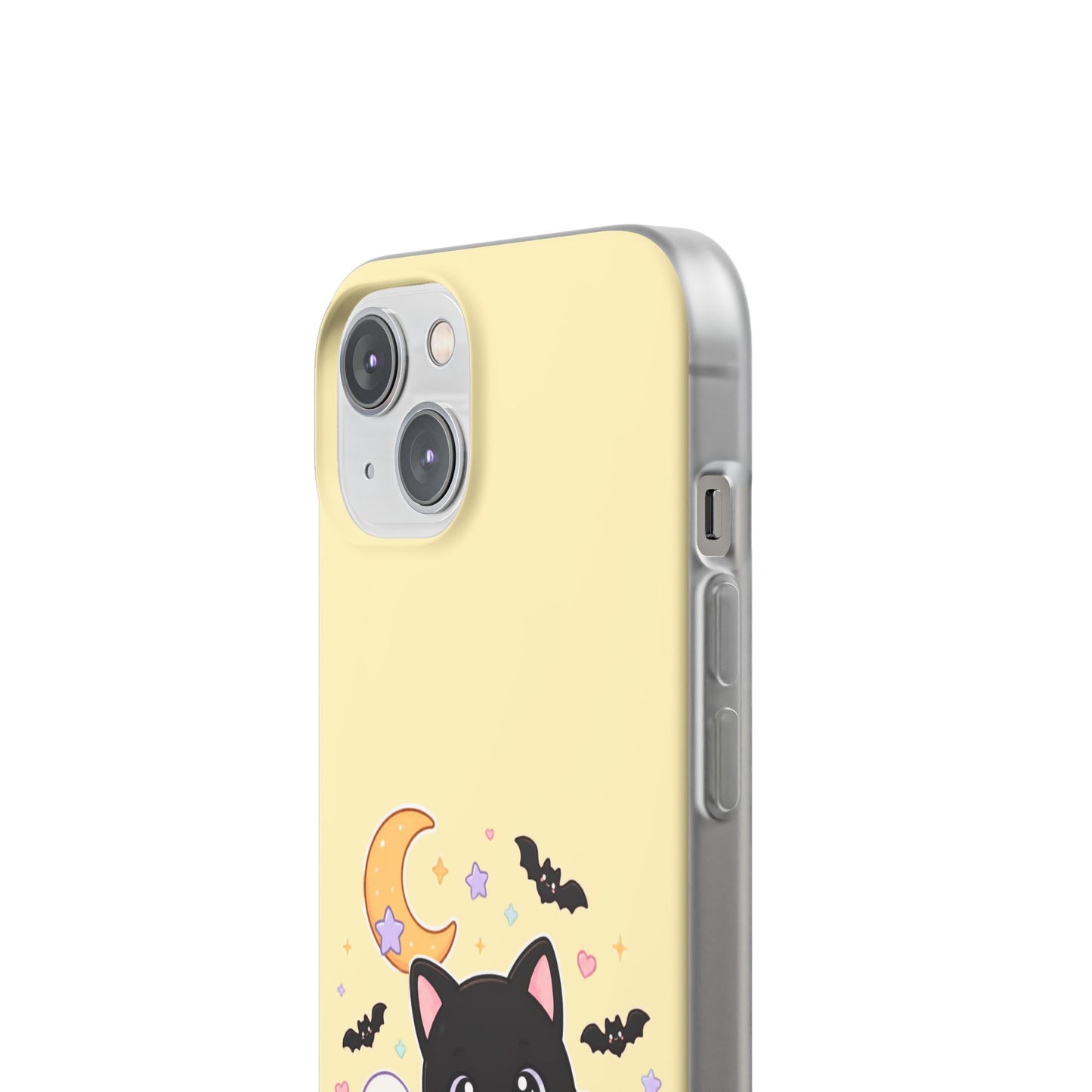 Cute Halloween Black Cat Phone Case — Kawaii Pumpkin & Ghosts Flexi Case