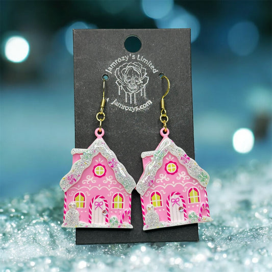 Pink Gingerbread Dream House Earrings – Limited Edition