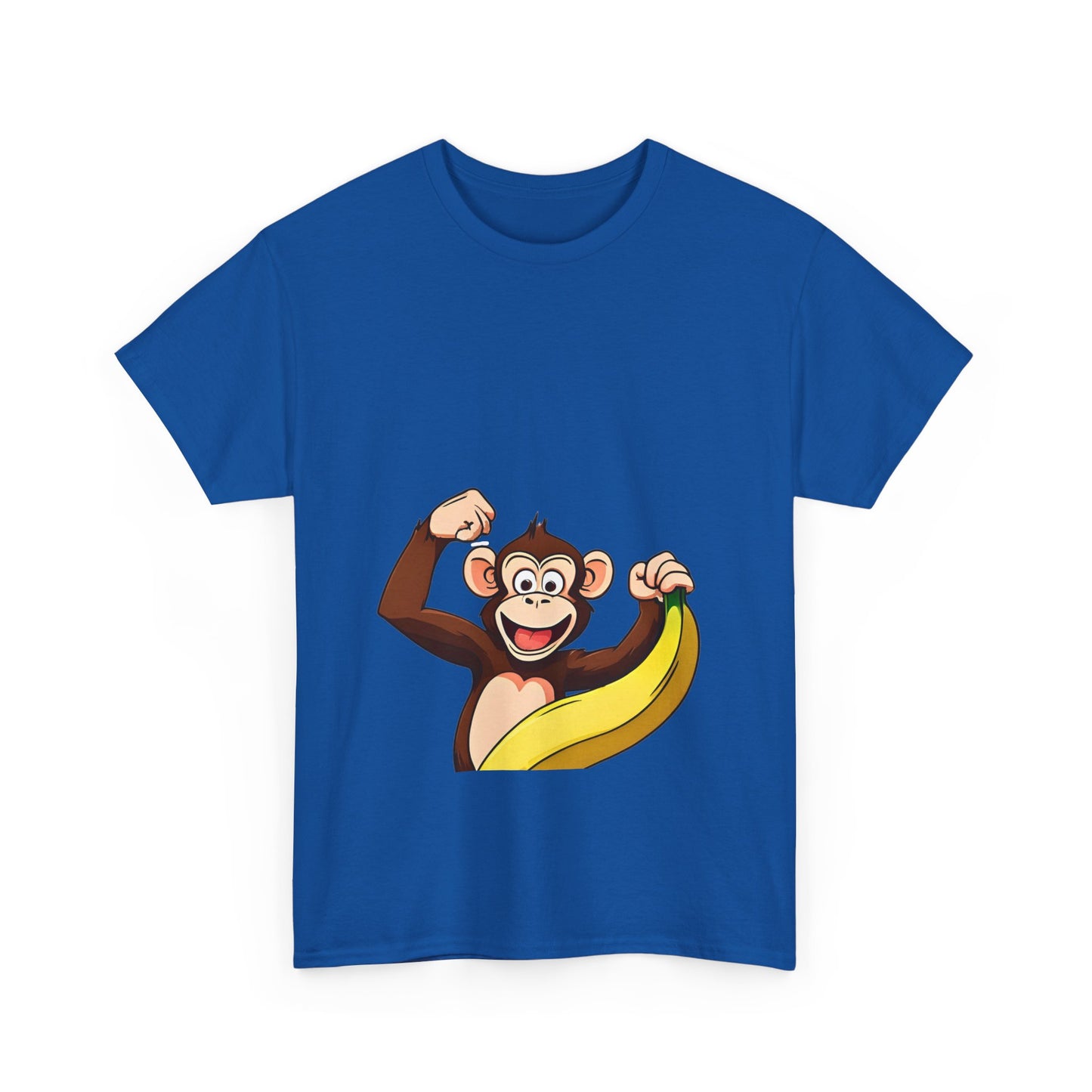 Playful Monkey with Banana T-Shirt — Cute Cartoon Chimp Graphic Tee for Kids & Adults