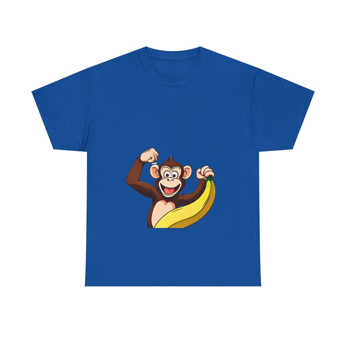 Playful Monkey with Banana T-Shirt — Cute Cartoon Chimp Graphic Tee for Kids & Adults