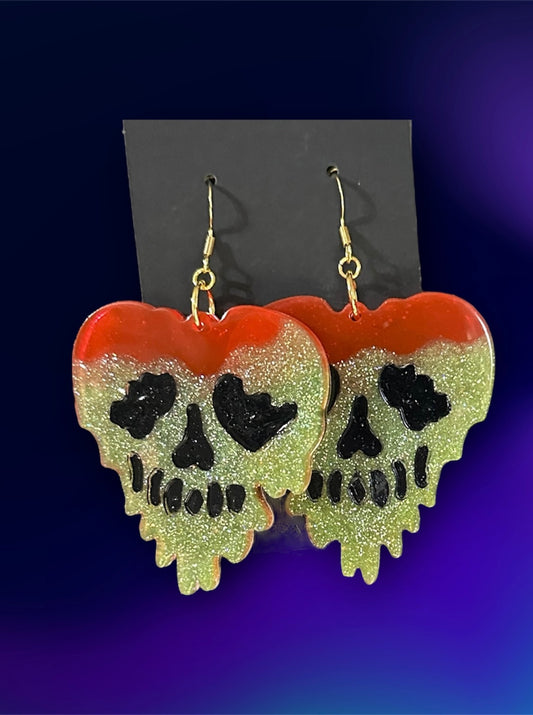 Poison Apple Skull Earrings