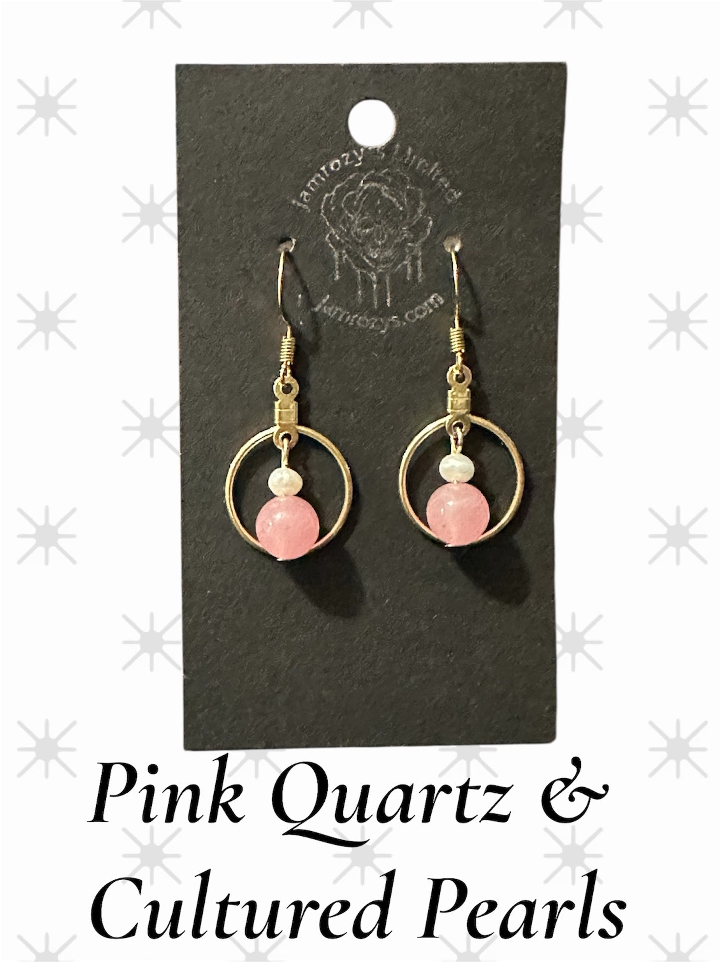 Pink Quartz + Pearl Earrings