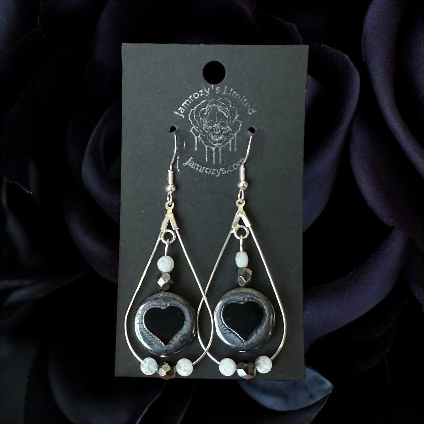 Moonstone Heart Drop Earrings