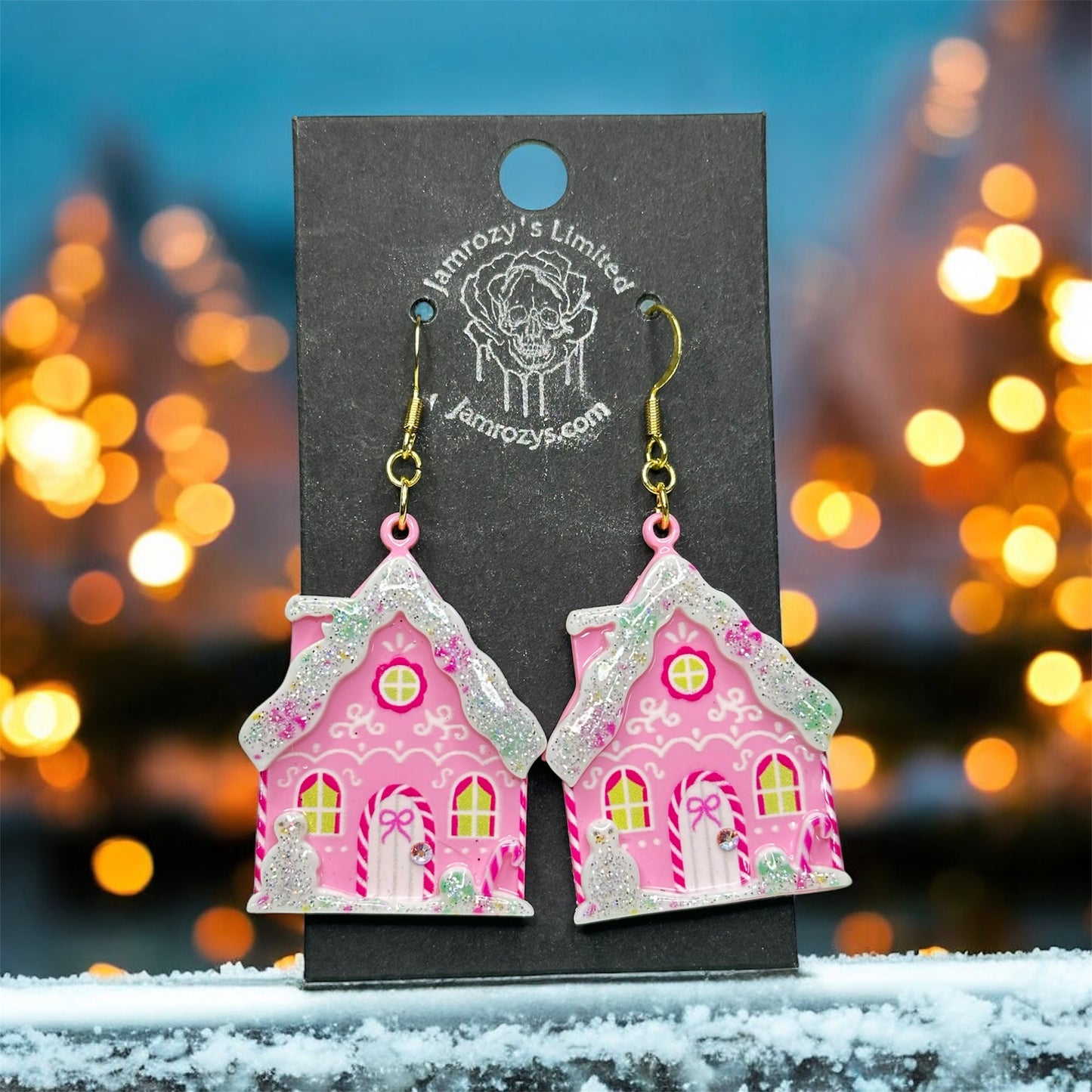 Pink Gingerbread Dream House Earrings – Limited Edition