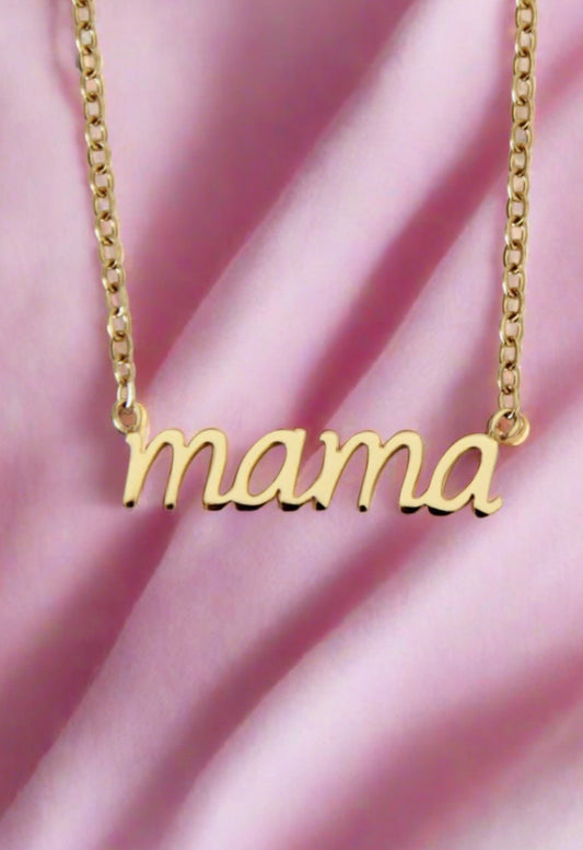 Mama Necklace - Mother's Day Gift: Gold / Mama (Script)