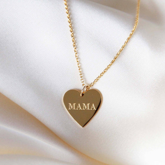 Sweet Dainty MAMA Heart Necklace: Gold
