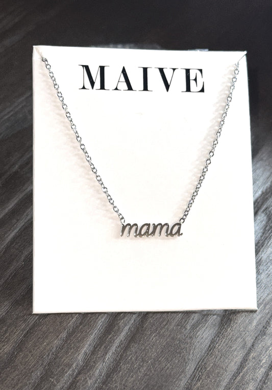 Mama Necklace - Mother's Day Gift: Silver / Mama (Script)